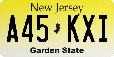NJ license plate A45KXI