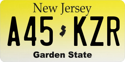 NJ license plate A45KZR
