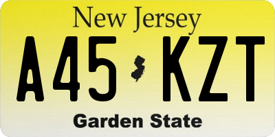 NJ license plate A45KZT
