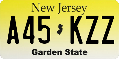 NJ license plate A45KZZ