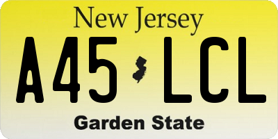 NJ license plate A45LCL