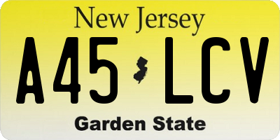 NJ license plate A45LCV