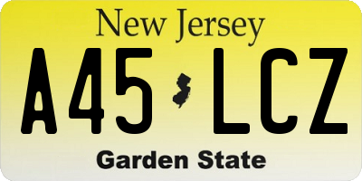 NJ license plate A45LCZ