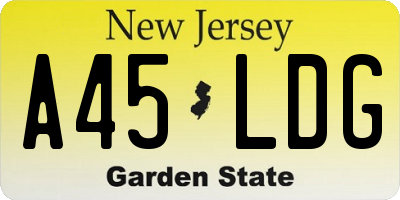 NJ license plate A45LDG