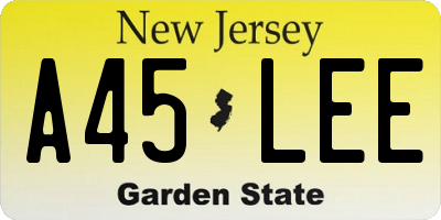 NJ license plate A45LEE