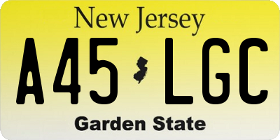 NJ license plate A45LGC