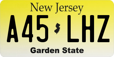 NJ license plate A45LHZ