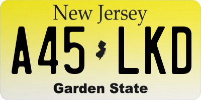 NJ license plate A45LKD