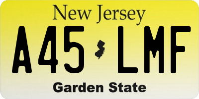 NJ license plate A45LMF