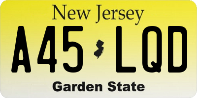 NJ license plate A45LQD