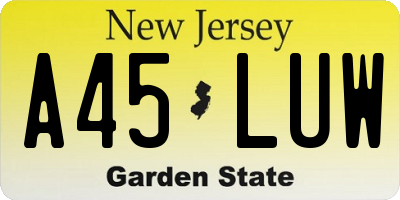 NJ license plate A45LUW