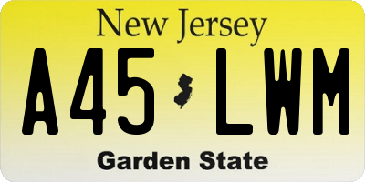 NJ license plate A45LWM