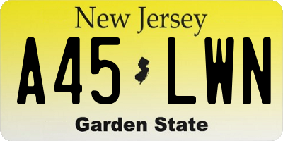 NJ license plate A45LWN