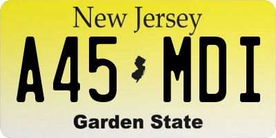 NJ license plate A45MDI