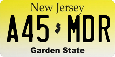 NJ license plate A45MDR