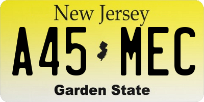 NJ license plate A45MEC