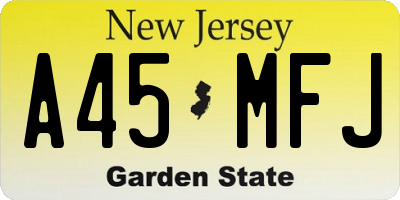 NJ license plate A45MFJ