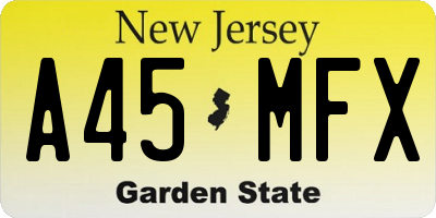 NJ license plate A45MFX