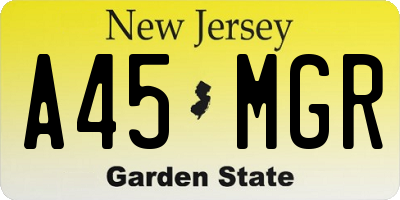 NJ license plate A45MGR