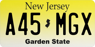 NJ license plate A45MGX