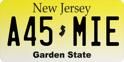 NJ license plate A45MIE