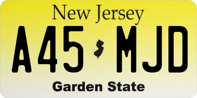 NJ license plate A45MJD