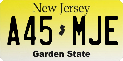 NJ license plate A45MJE
