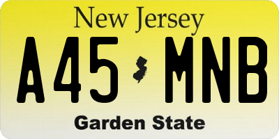 NJ license plate A45MNB