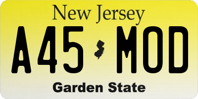NJ license plate A45MOD