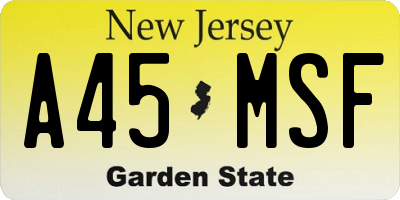NJ license plate A45MSF
