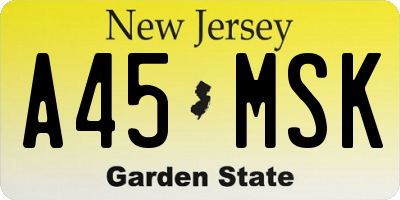 NJ license plate A45MSK