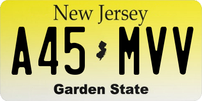 NJ license plate A45MVV