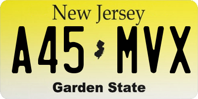 NJ license plate A45MVX