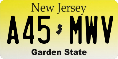 NJ license plate A45MWV