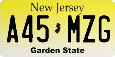 NJ license plate A45MZG