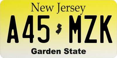 NJ license plate A45MZK