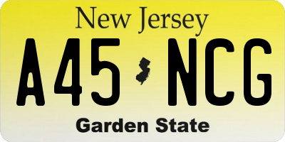 NJ license plate A45NCG