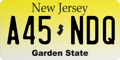 NJ license plate A45NDQ