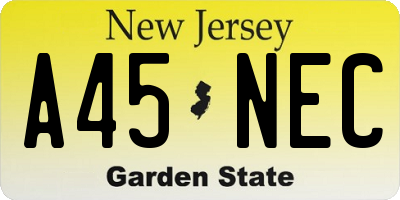 NJ license plate A45NEC