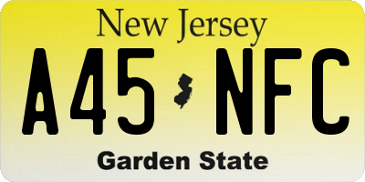NJ license plate A45NFC