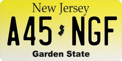 NJ license plate A45NGF
