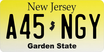 NJ license plate A45NGY