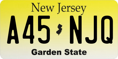 NJ license plate A45NJQ