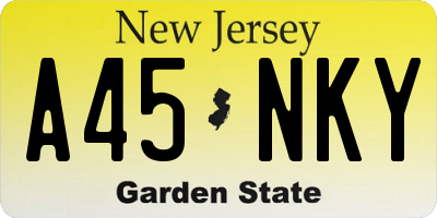 NJ license plate A45NKY