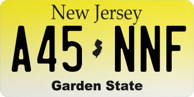 NJ license plate A45NNF