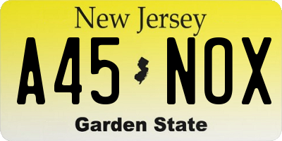 NJ license plate A45NOX