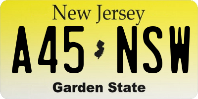 NJ license plate A45NSW
