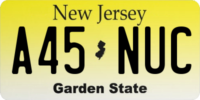 NJ license plate A45NUC