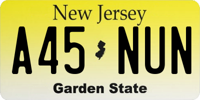 NJ license plate A45NUN
