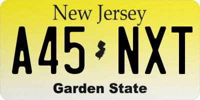 NJ license plate A45NXT